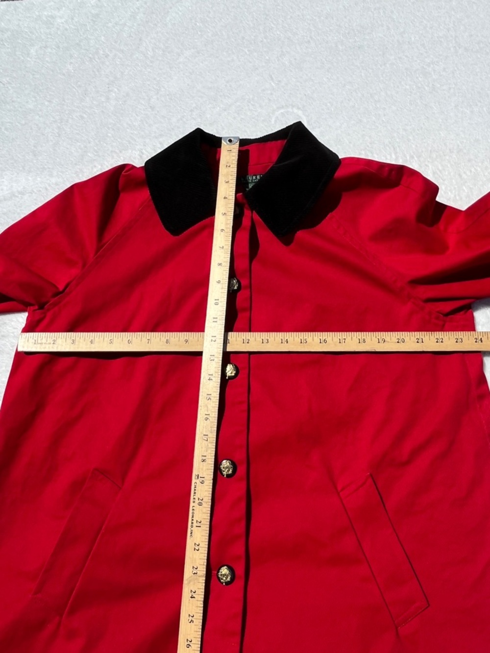Lauren Ralph Lauren Red Equestrian Barn Coat Corduroy Collar 1X - Picture 4 of 13